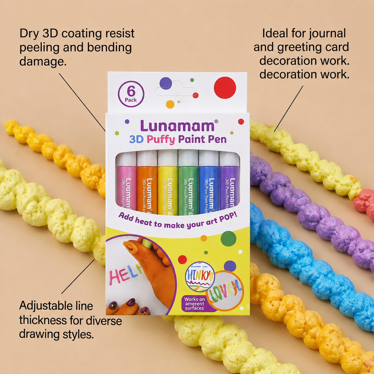 Lunamam® 3D Puffy Paint Pen – Fun DIY Art Marker for Creative Decorations