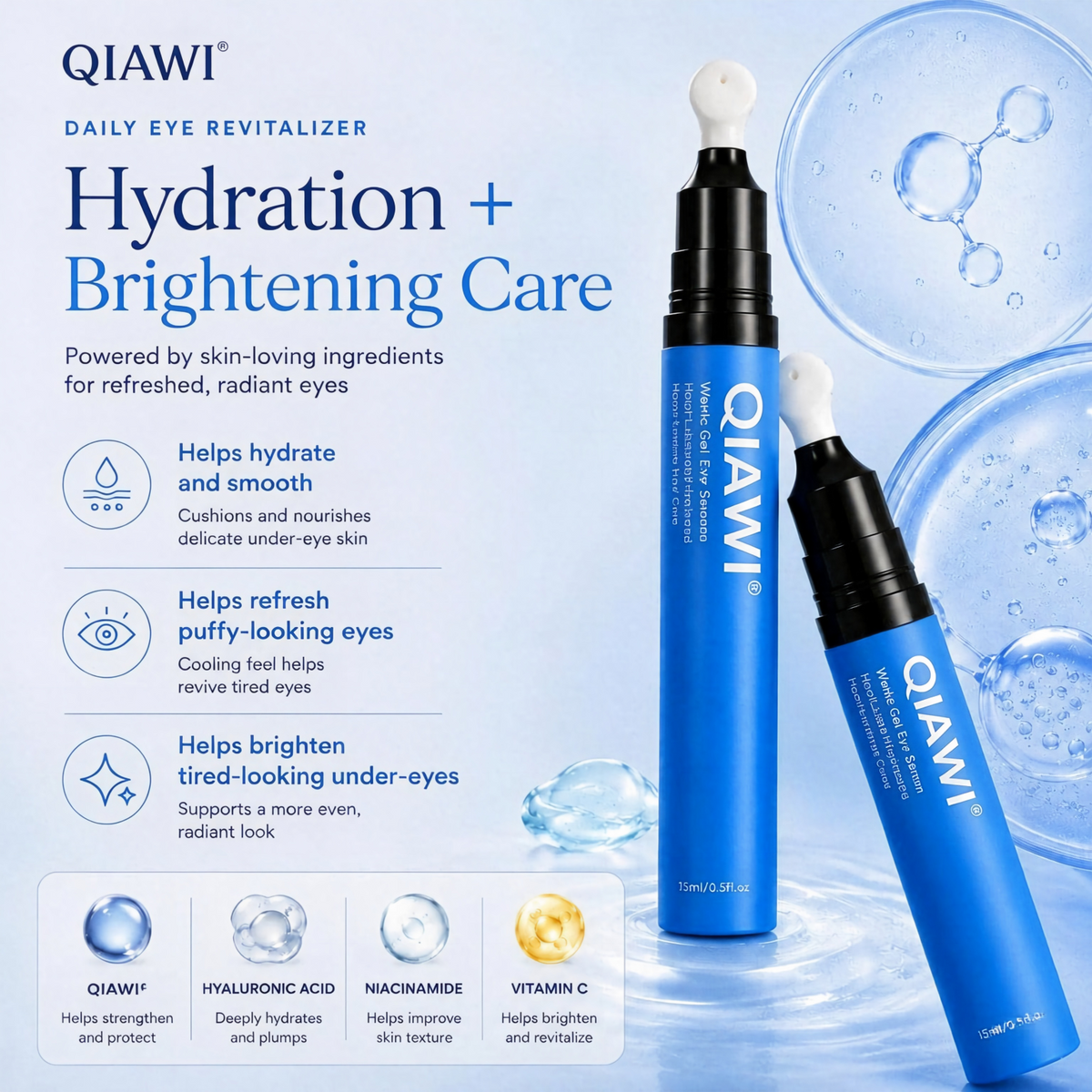 QIAWI® Water Gel Eye Serum – Long-Lasting Hydration & Nourishing Eye Care